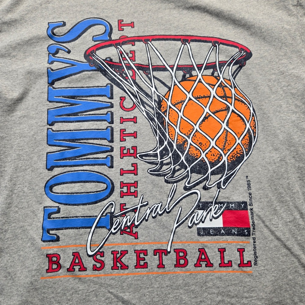 Tommy Jeans Mens Gray Central Park Basketball Graphic T-Shirt Size Large L‎ VTG - Picture 4 of 9